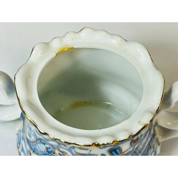 Vintage Lefton Blue Paisley Sugar Bowl Lid Creamer Pitcher Japan - Picture 8 of 12